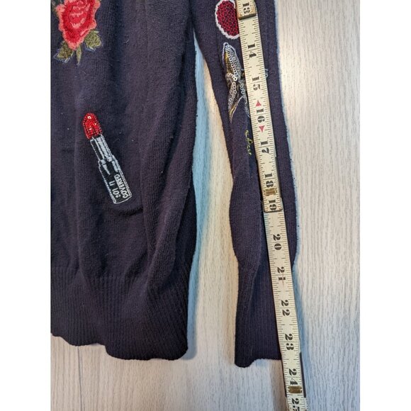 Torrid Graphic Patch Black Sweater Long Sleeve Womens Size 0X Large L - Picture 6 of 8